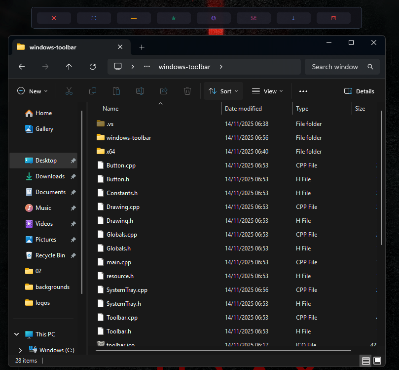 Windows Toolbar - Window controls